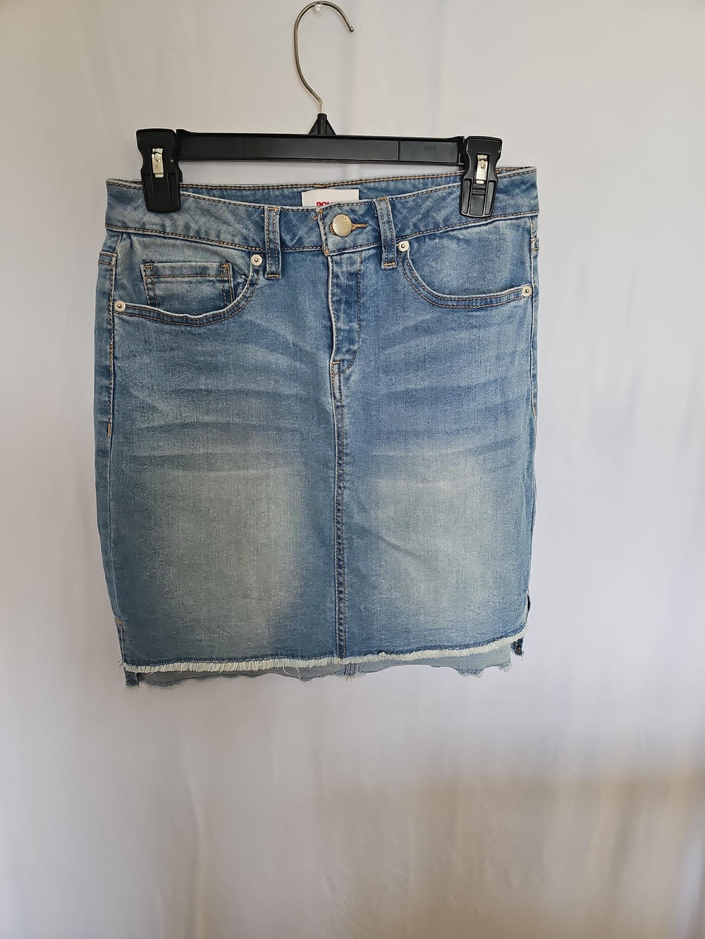 Denim Mini Skirt with Raw Hem - Picture 2 of 4